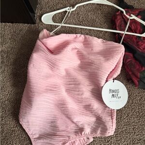 Princess Polly Blush Textured tube top bodysuit